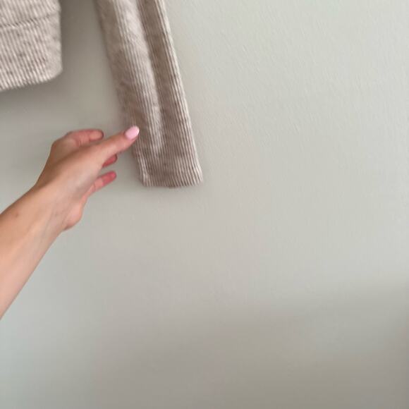 Shore Ribbed Knit Faux Wrap Sweater Cream S - Picture 9 of 9